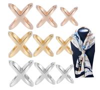 QXUJI 9 clips de anillo para bufanda, hebilla de cierre de bufanda de seda en forma de X, clips de metal para camisetas, soporte para envolver ropa de mujer, decoración de cinturón de sombrero,