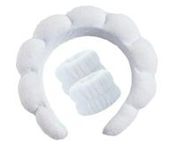 QXWD - Diadema de esponja para mujer, 3 unidades, con muñequeras, banda ancha acolchada para el cuidado de la piel