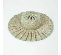 QXWD Sombreros de Sol Plisados Reversibles de Verano para Padres e Hijos, Sombrero de Paja Informal para Mujer, con Correas para Sombra de Playa al Aire Libre, Gorras para Mujer