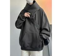 QXWD Sudadera con Capucha de Cuello Alto Ninja de Color sólido de otoño para Hombre, Sudaderas de vellón Vintage, Ropa de Calle Japonesa, Sudadera con Capucha de Gran tamaño