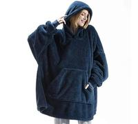 QXWD Sudadera con Capucha de Polar de Doble Cara para Mujer, Manta de Gran tamaño con Bolsillo Grande, Sudaderas holgadas cálidas para Parejas, Bata para Mujer y Hombre