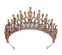 QXWD - Tiaras de corona de bronce con diseño de ramas de bronce, con diamantes de imitación nobles, diadema para novia, accesorios para el cabello, talla única, Metales preciosos, Perla