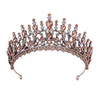 QXWD - Tiaras de corona de bronce con diseño de ramas de bronce, con diamantes de imitación nobles, diadema para novia, accesorios para el cabello, talla única, Metales preciosos, Perla