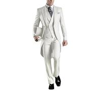 QXWD Trajes de Hombre, Trajes Formales Elegantes para Hombre, Chaqueta de 3 Piezas, Chaleco, pantalón, Solapa de Pico Formal, Esmoquin de graduación de un botón, FRAC