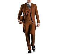 QXWD Trajes de Hombre, Trajes Formales Elegantes para Hombre, Chaqueta de 3 Piezas, Chaleco, pantalón, Solapa de Pico Formal, Esmoquin de graduación de un botón, FRAC