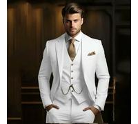 QXWD Trajes Formales Hombre, 3 Piezas, Esmoquin Caqui para Novio, Traje de Moda Ajustado para Hombre, Chaqueta con pantalón y Chaleco