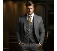 QXWD Trajes Formales Hombre, 3 Piezas, Esmoquin Caqui para Novio, Traje de Moda Ajustado para Hombre, Chaqueta con pantalón y Chaleco