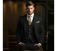 QXWD Trajes Formales Hombre, 3 Piezas, Esmoquin Caqui para Novio, Traje de Moda Ajustado para Hombre, Chaqueta con pantalón y Chaleco