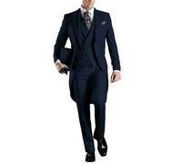 QXWD Trajes Hombre, Formales, Elegantes, de Corte Regular, de 3 Piezas, Blazer, Chaleco, Pantalones, Formales, con Solapa de Pico, un botón, para graduación, Esmoquin, FRAC