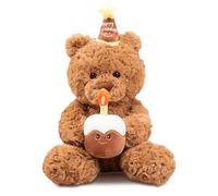 Qxwuyazbryl Ositos de Peluche, Osito de Peluche 30cm, Juguetes de Peluches Suave, Osito con Pastel y Sombrero, Teddy Bear, Adorable de Peluches de Feliz Cumpleaños, Regalo de Cumpleaños para Niños