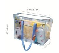 QXYOGO Bolso Playa Mujer, Bolsa Playa Bolsa de playa grande transparente: impermeable y resistente a la arena, con asas for nadar, ir de vacaciones y hacer deporte.(Blue)