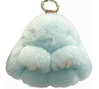 QYASTUDIO Cute Keychain,Handmade Soft Bunny Pompom Charms, Fluffy Rabbit Fur Doll Charms, Key Rings Women for Car Key Ring Handbag Decor