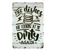 QYAYIK Funny Kitchen Quote The Dishes are Looking at Me Dirty Again - Letrero de metal para decoración de pared, letreros de cocina rústicos con refranes para decoración del hogar, cocina, regalos, 8