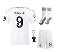 Qycksouth Mbappe - Camiseta infantil #9 - Conjunto de fútbol con camiseta, pantalones cortos, calcetines, espinilleras, medias y accesorios | Camiseta de fútbol infantil para entrenamiento, juego de