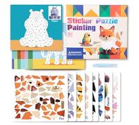 QYDKWK Libro de Pegatinas 3D para Niños, Creativo Rompecabezas de Pegatinas, Juguetes Montessori Juego Educativo Regalos de Cumpleaños para Niños y Niñas de 3, 4, 5 y 6 Años (Animales)