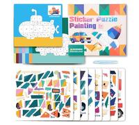 QYDKWK Libro de Pegatinas 3D para Niños, Creativo Rompecabezas de Pegatinas, Juguetes Montessori Juego Educativo Regalos de Cumpleaños para Niños y Niñas de 3, 4, 5 y 6 Años (Tráfico)