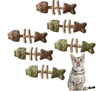 QYDZR Cuida la Salud Dental de tu Gato. Juguete masticable de Hierba gatera y Vid de Plata con Espina de Pescado Natural. for Mantener a los Gatos interesados.(6PCS-Mix)