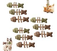 QYDZR Juguete Dental Natural for Gatos, Mejora la Salud Dental de tu Gato, Juguete Dental Natural con Forma de Espina de Pescado, Juguetes interactivos for Masticar(9PCS)