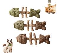 QYDZR Juguete Dental Natural for Gatos, Mejora la Salud Dental de tu Gato, Juguete Dental Natural con Forma de Espina de Pescado, Juguetes interactivos for Masticar(3PCS)