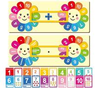 Qyeahkj Manipulativos matemáticos de doble cara con números a juego, juego de matemáticas, girasol, rueda de madera, 0-10, tarjeta flash imprescindible, regalos de cumpleaños