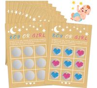 QYEHF 16PCS Juego Gender Reveal Revelación de Género,10 x 15 cm Tarjeta de rascar Anuncio del género del, Juego de Tic TAC Toe revelador de género (Chico)