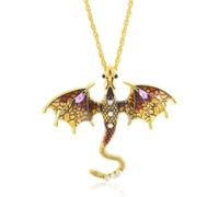 QYEHF Collar de Stegosaurus,Collar para hombre Señora con colgante de dragón con espada,Estilo vintage, letrero, cumpleaños (marrón)