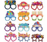 QYEHF Gafas Para La Fiesta De Cumpleaños 12 Piezas Papel Divertidos Gafas de Fiesta para Fiesta Favor Artículos Foto Props Accesorios