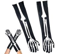 QYEHF Guantes de esqueleto de Halloween,Juego De Guantes Esqueleto,guantes de muerte, accesorios de fiesta de miedo,Largo Guantes de Esqueleto Calcetines Disfraz de Halloween para,50CM