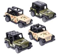 QYEHF Modelo de Jeep,4PCS Modelo de Coche de aleación, Modelo de Jeep de Camuflaje, Modelo de Coche de Retorno,Navideño para Regalos Decoración del Hogar (8 * 3.9 * 4.5CM)