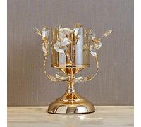 QYEURFOF Candelabro, Candelabro Wtable Oro Accesorios for el hogar Sala de Estar Cristal Candelabro/D