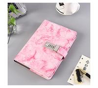 QYEURFOF Cuaderno, Cuaderno con contraseña, Cuaderno Textura de mármol, 100 Hojas, Diario Personal código Bloqueo, Bloc Notas Grueso, Suministros Escolares Oficina Cuero, Regalo(Pink)