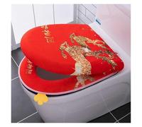 QYEURFOF Cubierta para el Asiento del Inodoro, Cojín for Asiento de Inodoro, 2 Unidades/Juego Almohadillas cojín for Felpa con borlas Encaje Rosa, Juego Dos Piezas, Fundas for Tapa, Terciopelo(Red)