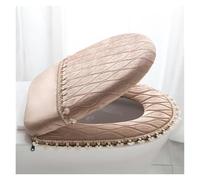 QYEURFOF Cubierta para el Asiento del Inodoro, Cojín for Asiento de Inodoro, 2 Unidades/Juego Almohadillas cojín for Felpa con borlas Encaje Rosa, Juego Dos Piezas, Fundas for Tapa, Terciopelo(Brown)