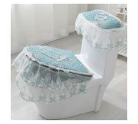 QYEURFOF Cubierta para el Asiento del Inodoro, Cojín for Asiento de Inodoro, 3 Unidades/Juego Fundas for Tapa con Flores Bordadas Encaje, Almohadillas for Terciopelo Diamantes Dorados(Green)