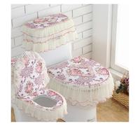 QYEURFOF Cubierta para el Asiento del Inodoro, Cojín for Asiento de Inodoro, Juego 3 uds., Fundas for Tapa, for con Flores Encaje y Cubiertas for Tanque, Almohadillas for cojín, for(L)