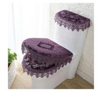 QYEURFOF Cubierta para el Asiento del Inodoro, Cojín for Asiento de Inodoro, Juego 3 Unidades Fundas for Tapa con Flores Encaje champán, 2 Bolsillos y Cubiertas for Tanque, cojín for(Purple)
