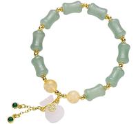 QYEURFOF Pulsera de jade, Pulsera de jade piedras preciosas vintage Bolsa dinero Colgante con amuleto la fortuna cuentas bambú buena suerte