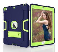 QYiD Funda para iPad Air (2013 Release), Anti-Caída Mezclado Robusto Proteccion Cubrir con Soporte Incorporado para iPad Air &A1474/ A1475 Model (NavyAzul+Olivine)