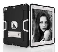 QYiD Funda para iPad Air (2013 Release), Anti-Caída Mezclado Robusto Proteccion Cubrir con Soporte Incorporado para iPad Air &A1474/ A1475 Model (Negro+Gris)