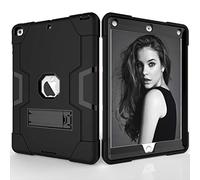 QYiD Funda para iPad Air (2013 Release), Anti-Caída Mezclado Robusto Proteccion Cubrir con Soporte Incorporado para iPad Air &A1474/ A1475 Model (Negro+Negro)