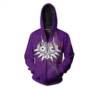 QYIFIRST Sudadera con capucha unisex Anime con impresión 3D Majora, máscara y cremallera, color lila, L (contorno del pecho 110 cm)