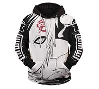 QYIFIRST Sudadera con capucha unisex Imprimé 3D Anime Sudadera con capucha Gaara Disfraz Cosplay Negro/Blanco Talla 3XL