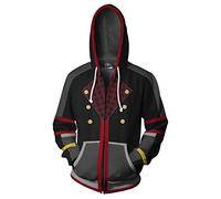 QYIFIRST Sudadera unisex Anime con impresión 3D con capucha, diseño de corazones, Sora Cosplay, color negro, talla M (contorno del pecho 107 cm)