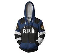 QYIFIRST Sudadera unisex con estampado 3D Anime con capucha Streetwear Leon Resident Cosplay, azul M (contorno del pecho 107 cm)