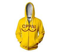 QYIFIRST Sudadera unisex con estampado 3D de anime, con capucha, ropa de calle Saitama ONE Punch, disfraz de cosplay, chaqueta con capucha, color amarillo, M (contorno de pecho 107 cm)
