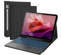 QYiiD Funda con teclado táctil retroiluminado para Lenovo Tab P12/Lenovo Xiaoxin Pad Pro de 12.7 pulgadas TB370FU, teclado magnético de retroiluminación de 7 colores, cubierta de apagado y encendido