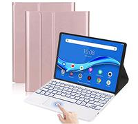 QYiiD Funda Teclado con Touchpad para Lenovo Tab M10 Plus 10.3 Pulgadas FHD Tablet (TB-X606F / TB-X606X), Touchpad Inglés QWERTY Teclado Bluetooth Inalámbrico Retroiluminada Folio Case, Oro Rosa