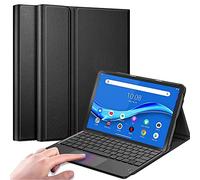 QYiiD Trackpad Funda Teclado para Lenovo Tab E8, Touchpad Teclado de Español Ñ Bluetooth Inalámbrico Recargable Folio Slim Case para Lenovo Tab E8 8 Pulgadas Tablet 2018 Release, Negro
