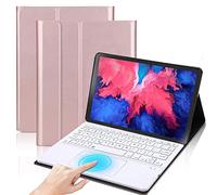 QYiiD Trackpad Funda Teclado para Lenovo Tab P11 Pro TB-J706F, Touchpad Teclado de Español Ñ Bluetooth Inalámbrico Recargable Folio Slim Case para 10.5" Lenovo Tab P11 Pro, Oro Rosa