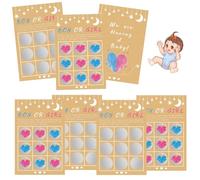 QYJMLH 7PCS Tarjeta de rascar para anuncio embarazo original del sexo del, tarjeta de rascar anuncio del género del, juego de tic tac Toe revelador de género niña o niño （Niña）